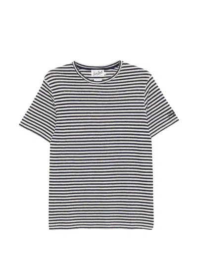 Mc2 Saint Barth Striped Cotton T-shirt In Animal Print