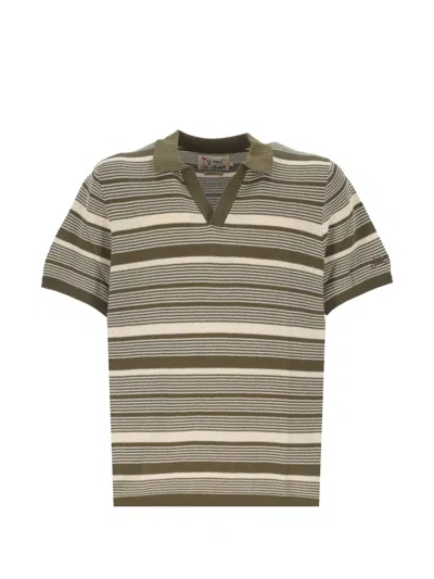 Mc2 Saint Barth Striped Cotton T-shirt In Green
