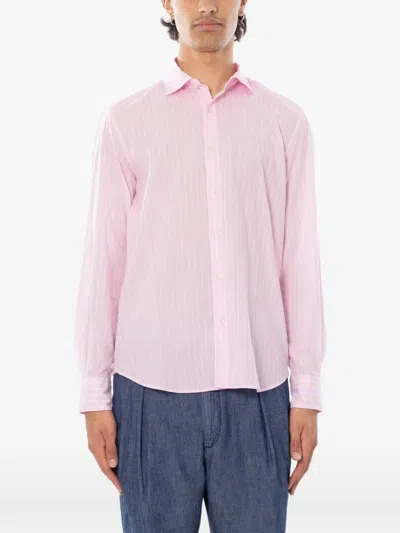 Mc2 Saint Barth Striped Cotton-voile Shirt In Pink