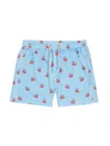 Mc2 Saint Barth Striped Crab-print Swim Shorts In Blue