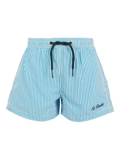 Mc2 Saint Barth Kids' Striped Drawstring Swim Shorts In Blue