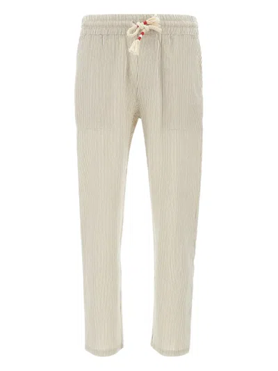Mc2 Saint Barth Striped Drawstring Trousers In Nude