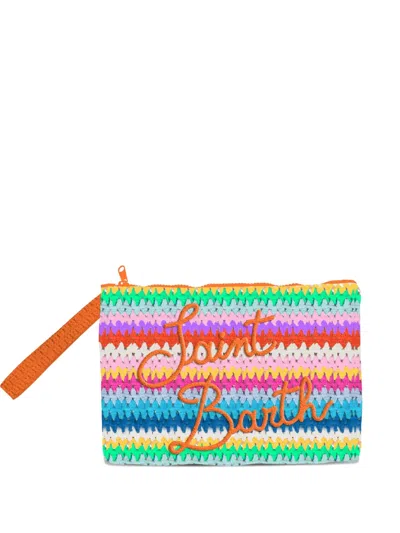 Mc2 Saint Barth Striped Embroidered Clutch In Multi