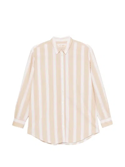 Mc2 Saint Barth Striped Embroidered Shirt In Neutral