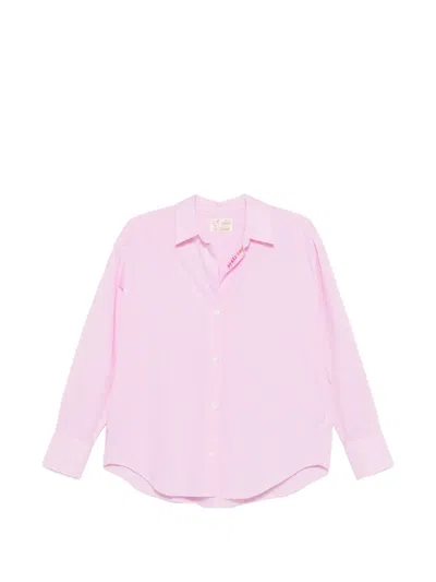 Mc2 Saint Barth Striped Embroidered Shirt In Pink