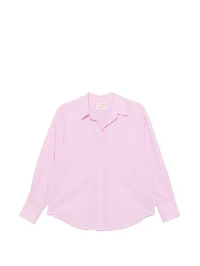 Mc2 Saint Barth Striped Embroidered Shirt In Pink