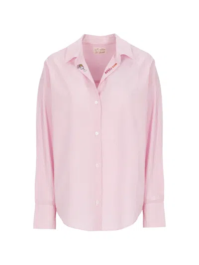 Mc2 Saint Barth Striped Embroidered Cotton Shirt In Animal Print