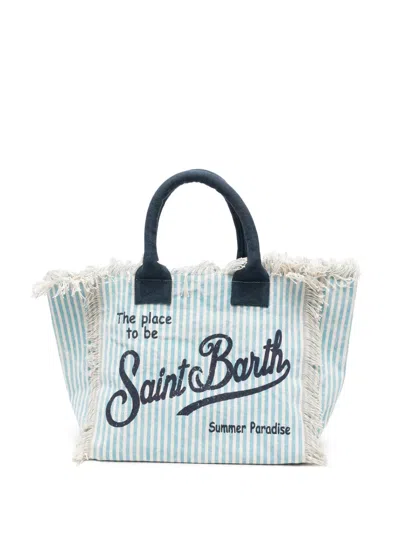 Mc2 Saint Barth Striped Frayed Beach Bag In Pattern