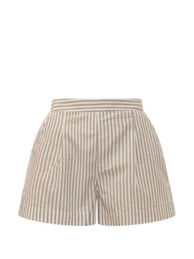 Mc2 Saint Barth Striped High-waist Shorts In Neutral