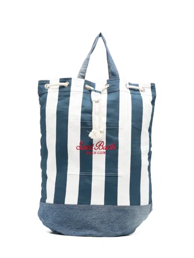 Mc2 Saint Barth Striped Logo-embroidered Backpack In Orange