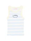 Mc2 Saint Barth Striped Logo-print Vest Top In Gray