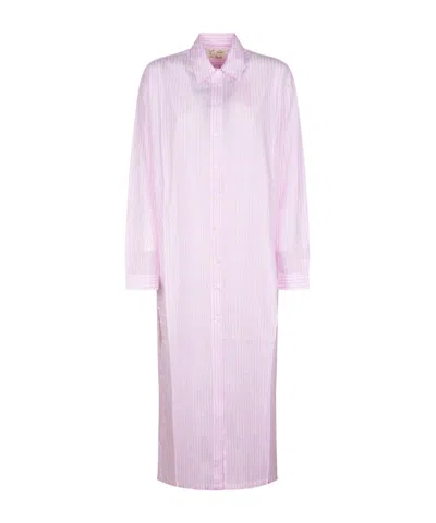 Mc2 Saint Barth Striped Long Shirt Dress In Purple