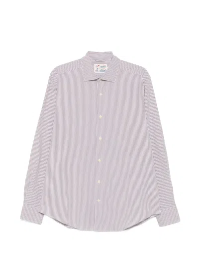 Mc2 Saint Barth Striped Long-sleeve Shirt In Brown