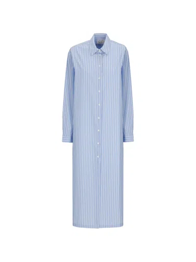 Mc2 Saint Barth Striped Midi Shirt Dress In Blue