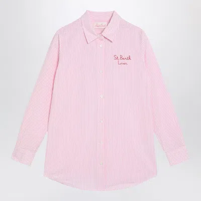 Mc2 Saint Barth Striped Mini Brigitte Shirt With Snoopy Print