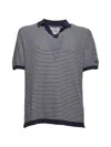 Mc2 Saint Barth Striped Open-collar T-shirt In Multi