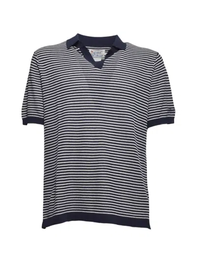 Mc2 Saint Barth Striped Open-collar T-shirt In Multi