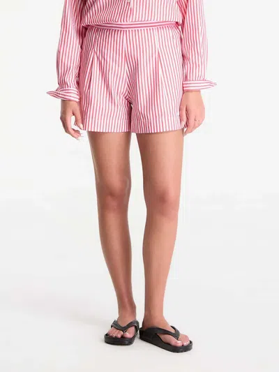 Mc2 Saint Barth Striped Pleated Shorts In Pink