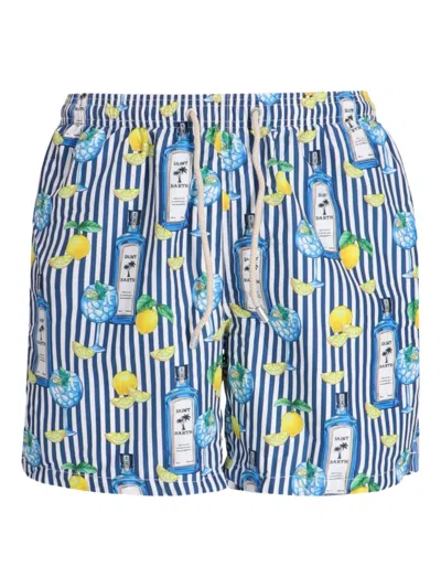 Mc2 Saint Barth Striped-print Swim Shorts In Blue
