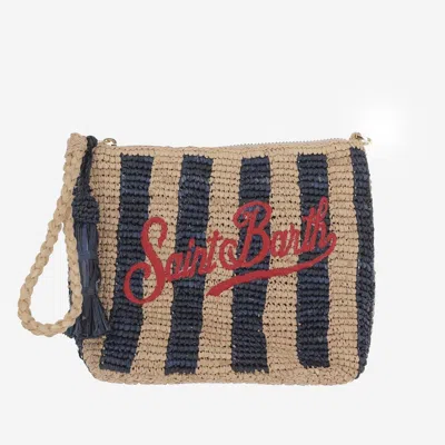 Mc2 Saint Barth Striped Raffia Clutch In Multicolor