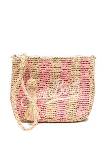 Mc2 Saint Barth Striped Raffia Cross Body Bag In Brown