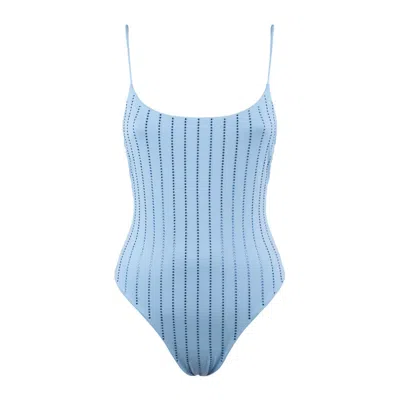 Mc2 Saint Barth Striped Rhinestone One Piece Swimsuit
