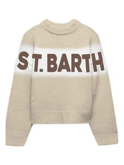 Mc2 Saint Barth Kids' Striped Saint Barth Sweater In Neutral