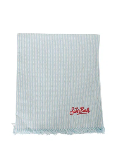 Mc2 Saint Barth Striped Seersucker Beach Towel In Blue