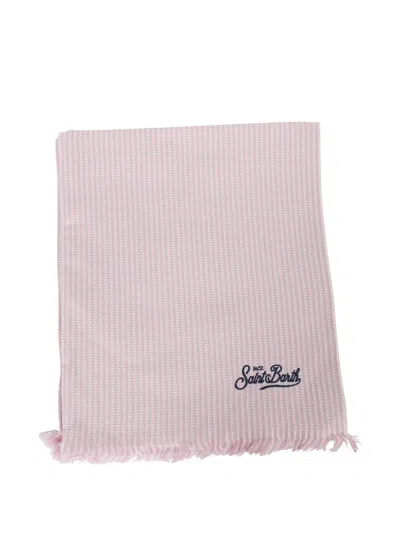 Mc2 Saint Barth Striped Seersucker Beach Towel In Metallic