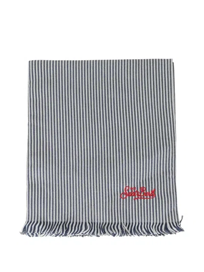 Mc2 Saint Barth Striped Seersucker Towel In Blue