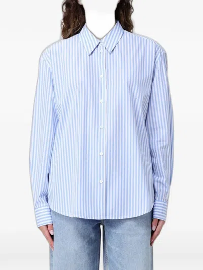 Mc2 Saint Barth Mini Brigitte Special Edition Cotton Poplin Shirt In Blue