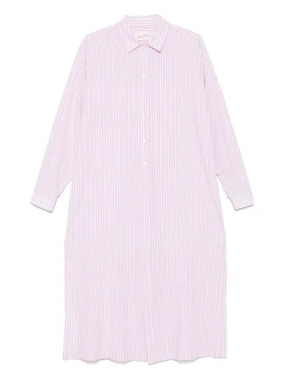Mc2 Saint Barth Striped Shirt Dress In Pink