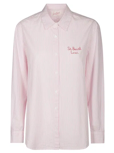 Mc2 Saint Barth Striped Shirt With Snoopy Collaboration In Pink
