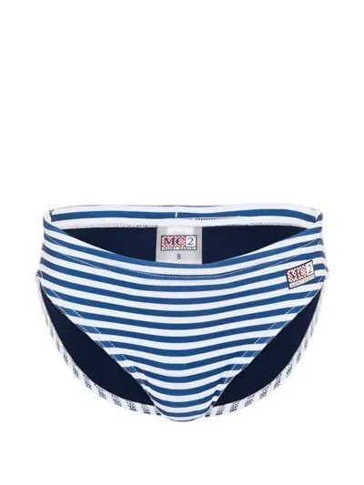 Mc2 Saint Barth Kids' Striped Swim Briefs In Blue