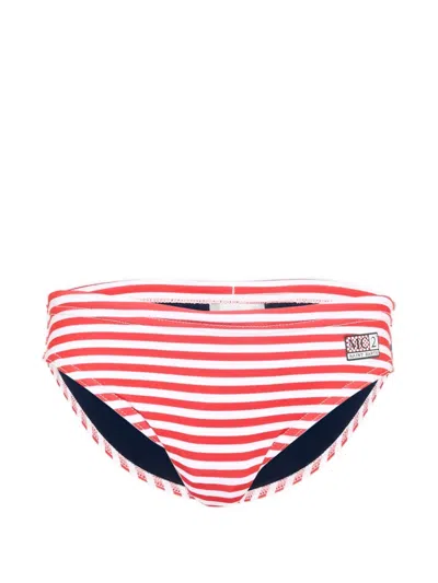 Mc2 Saint Barth Kids' Striped Swim Briefs In Red