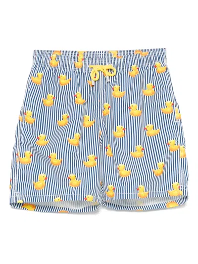 Mc2 Saint Barth Striped Swim Shorts In Blue