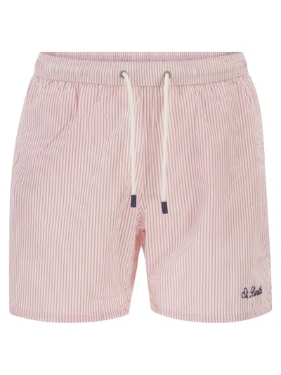 Mc2 Saint Barth Striped Swim Shorts In Green
