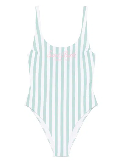 Mc2 Saint Barth Striped Swimsuit In Green