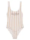 Mc2 Saint Barth Striped Swimsuit In Brown