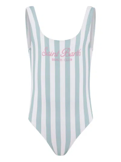 Mc2 Saint Barth Kids' Striped Swimsuit In Green