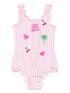 Mc2 Saint Barth Striped Swimsuit In Pink
