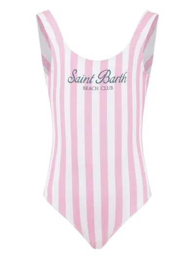 Mc2 Saint Barth Kids' Striped Swimsuit In Pink