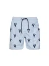 Mc2 Saint Barth Lobster-print Striped Swim Shorts In Blue