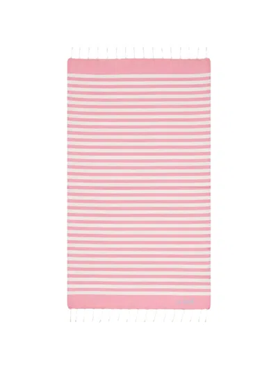 Mc2 Saint Barth Striped Tassel Beach Towel In Pink