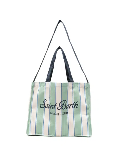 Mc2 Saint Barth Striped Tote Bag In White