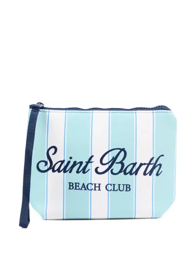 Mc2 Saint Barth Kids' Striped Zip Pouch In Blue