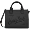 Mc2 Saint Barth Structured Black Handbag With Adjustable Shoulder Strap And Embossed Detailing In Black