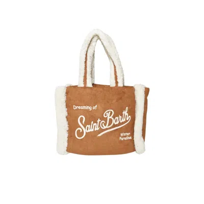 Mc2 Saint Barth Structured Camel Bag With Minimalist Design In Brown