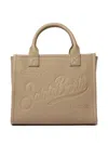 Mc2 Saint Barth Structured Rectangular Shoulder Bag With Debossed Logo In Brown