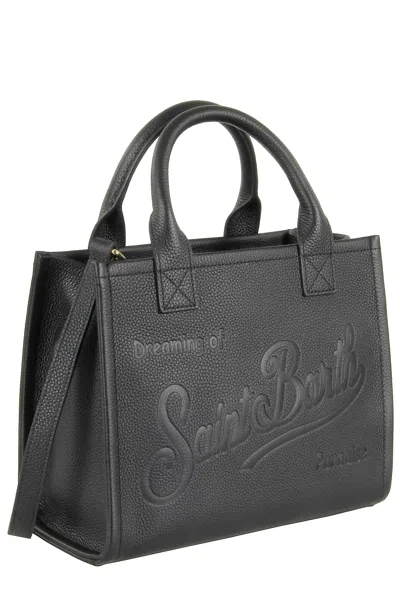 Mc2 Saint Barth Structured Textured Leather Midi Shoulder Bag In Gray